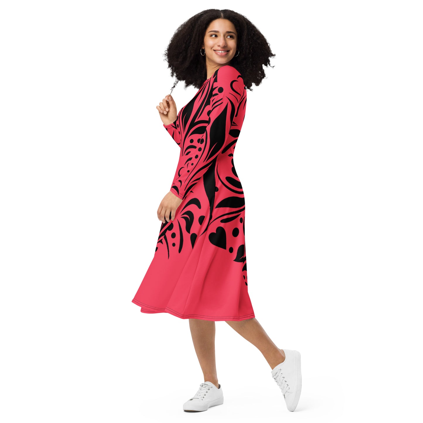 Langärmliges Midikleid mit Allover-Druck N°1 BONBOZZ