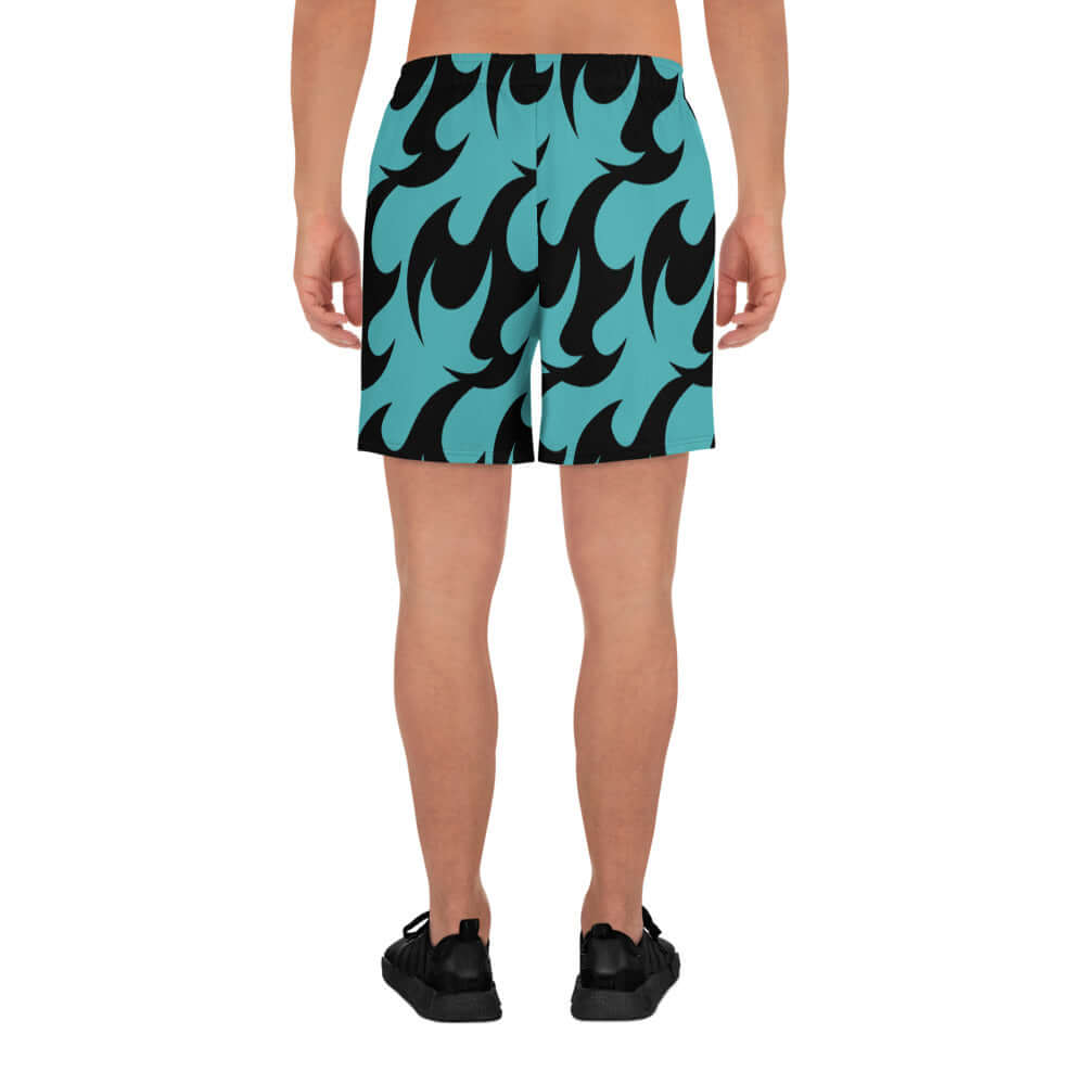 Rückansicht von Lange Allover-Sport-Shorts für Herren N°0 in blauem Design, perfekt für vielfältige sportliche Aktivitäten.