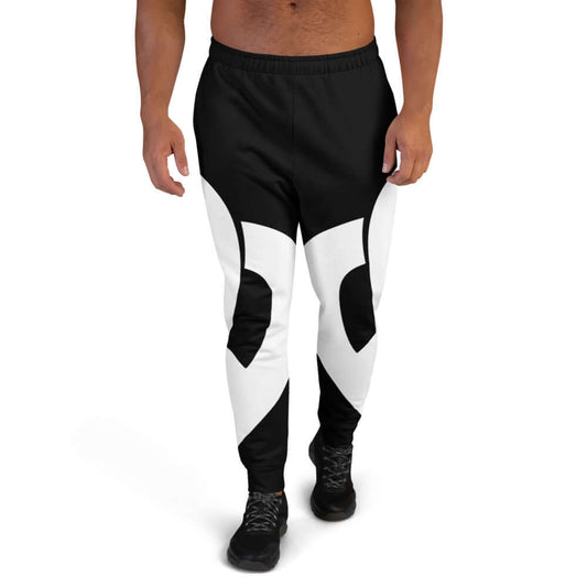 Herren-Jogginghose N°0 in black and white with a soft cotton feel, ideal for jogging or lounging. Comfortable and stylish design.