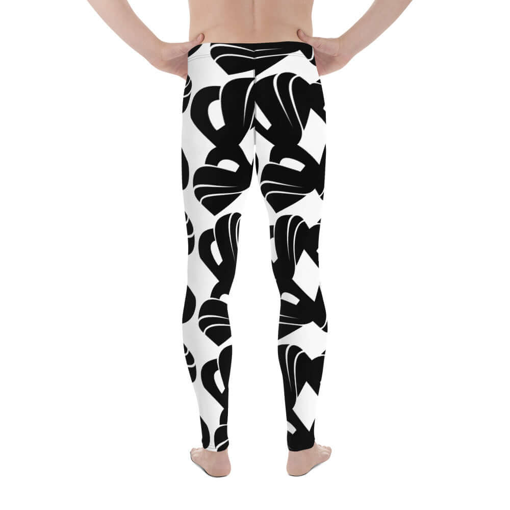 Herren-Leggings N°5 with black and white abstract pattern, designed for comfort and flexibility in sports or casual wear.