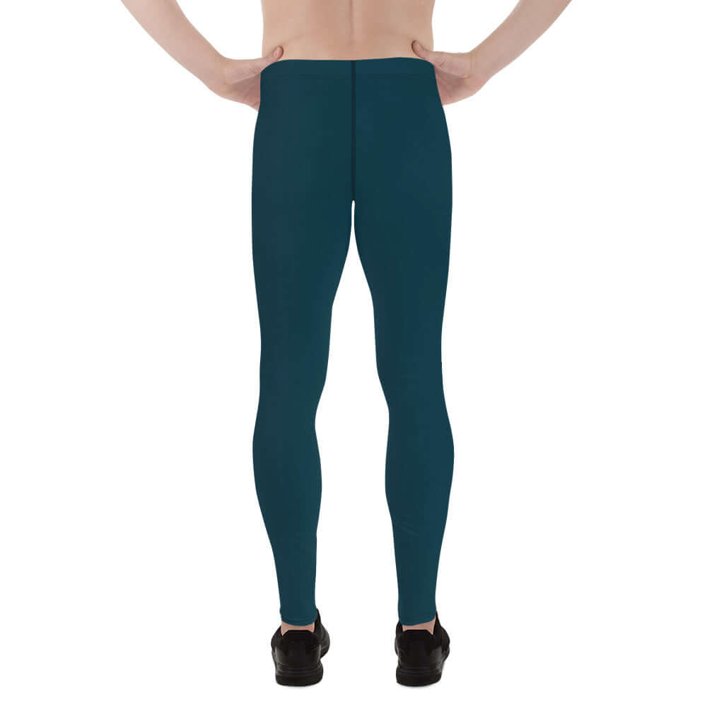 Back view of Herren-Leggings N°6 in teal, showcasing the stretchy material perfect for workouts and activities.