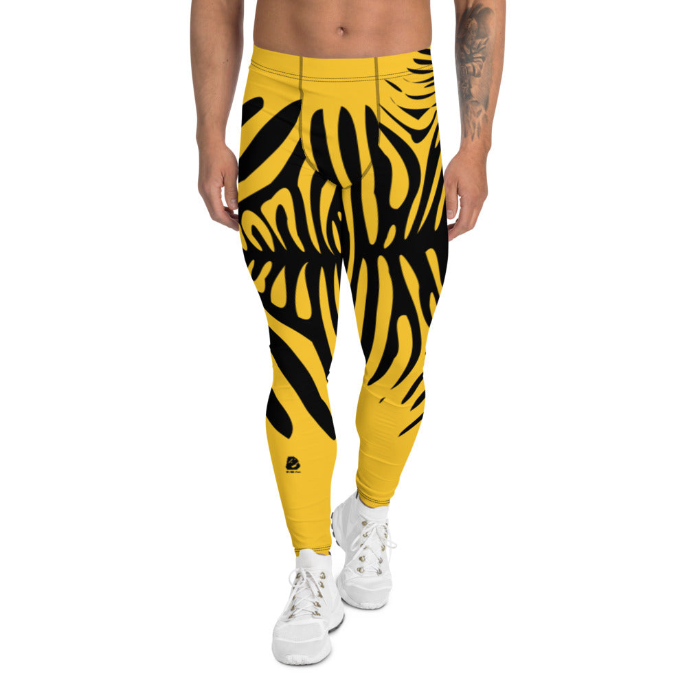 Herren-Leggings N°0 in gelb mit schwarzem Muster, ideal für Sport und Training in stylischem Design.