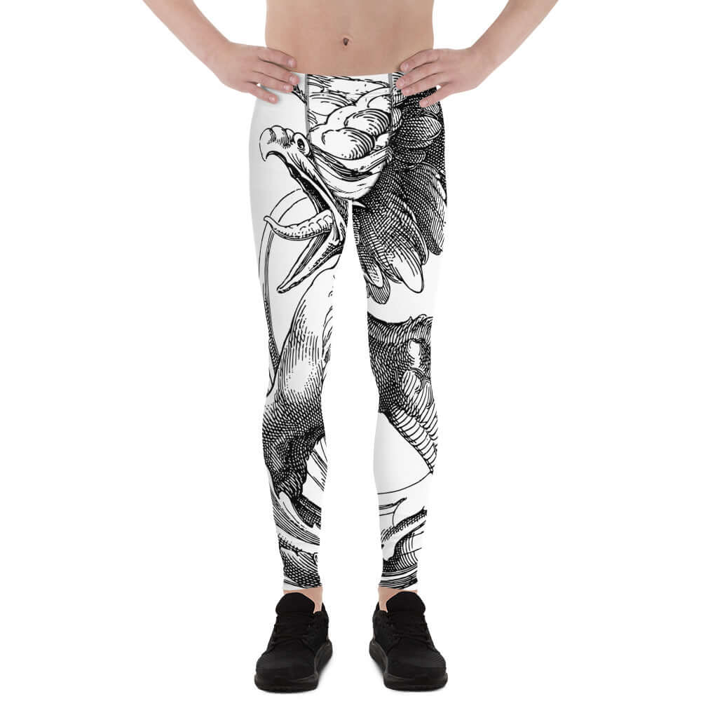 Herren-Leggings N°7 with black and white graphic design, showcasing super soft and stretchy material, perfect for versatile activities.