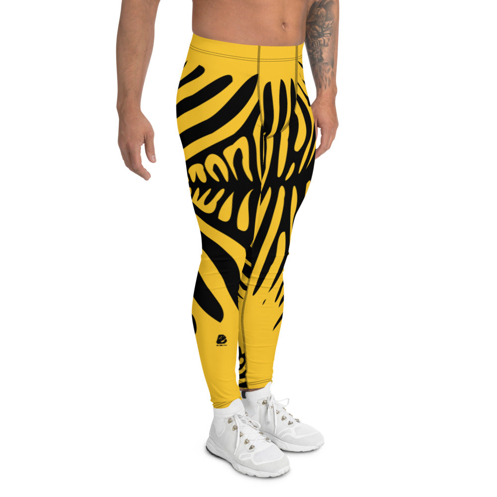 Herren-Leggings N°0 in gelb-schwarzem Design, ideal für Training und Freizeitaktivitäten.