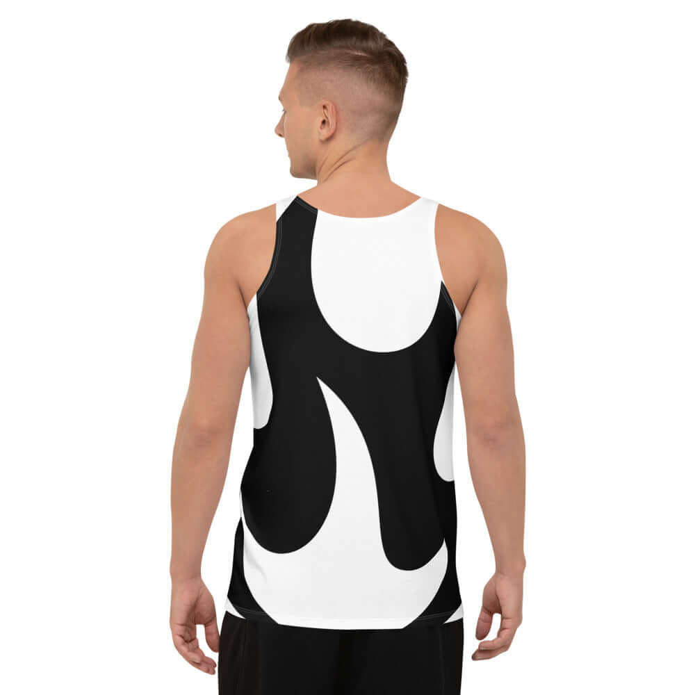 Unisex Tank-Top N°0 with bold black and white design, showcasing vibrant colors and soft material with a relaxed fit for fabulous style.