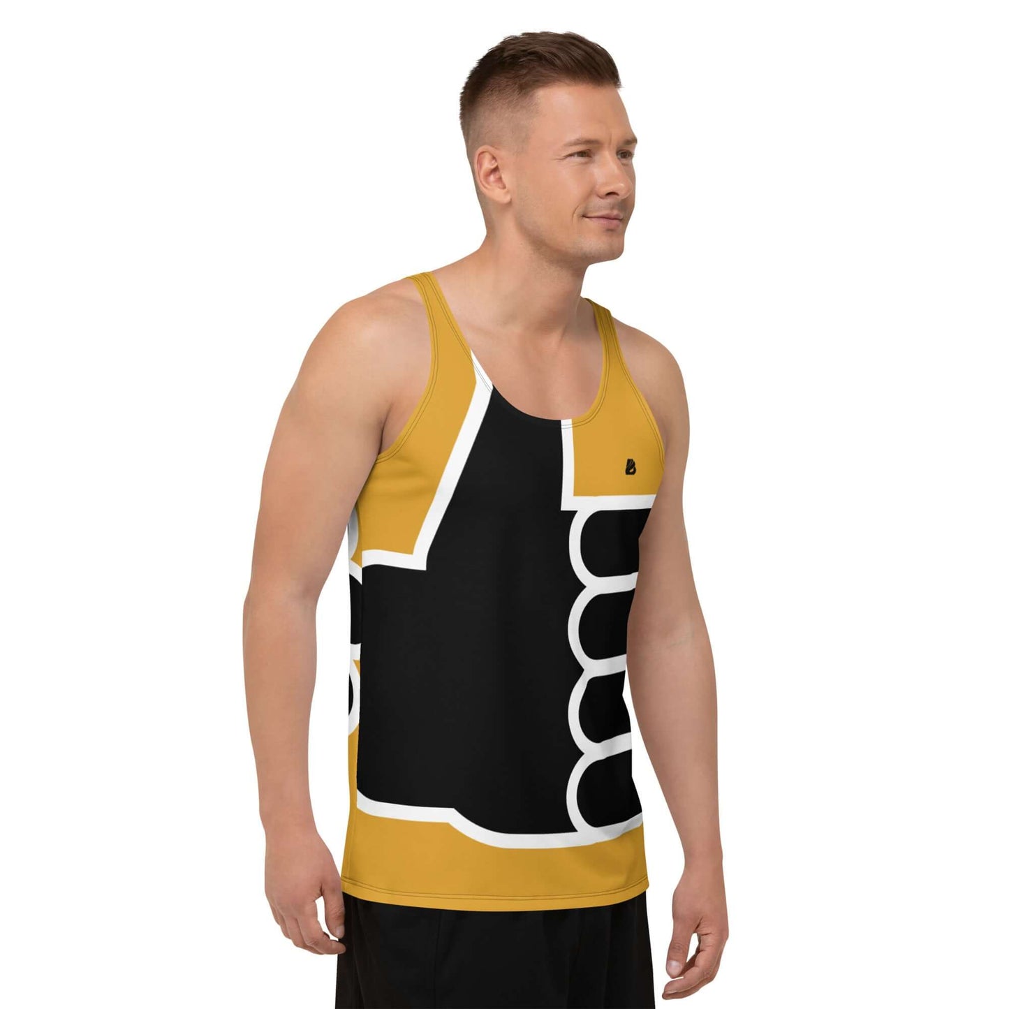 Man wearing Unisex Tank-Top N°4, featuring vibrant colors and relaxed fit, front view