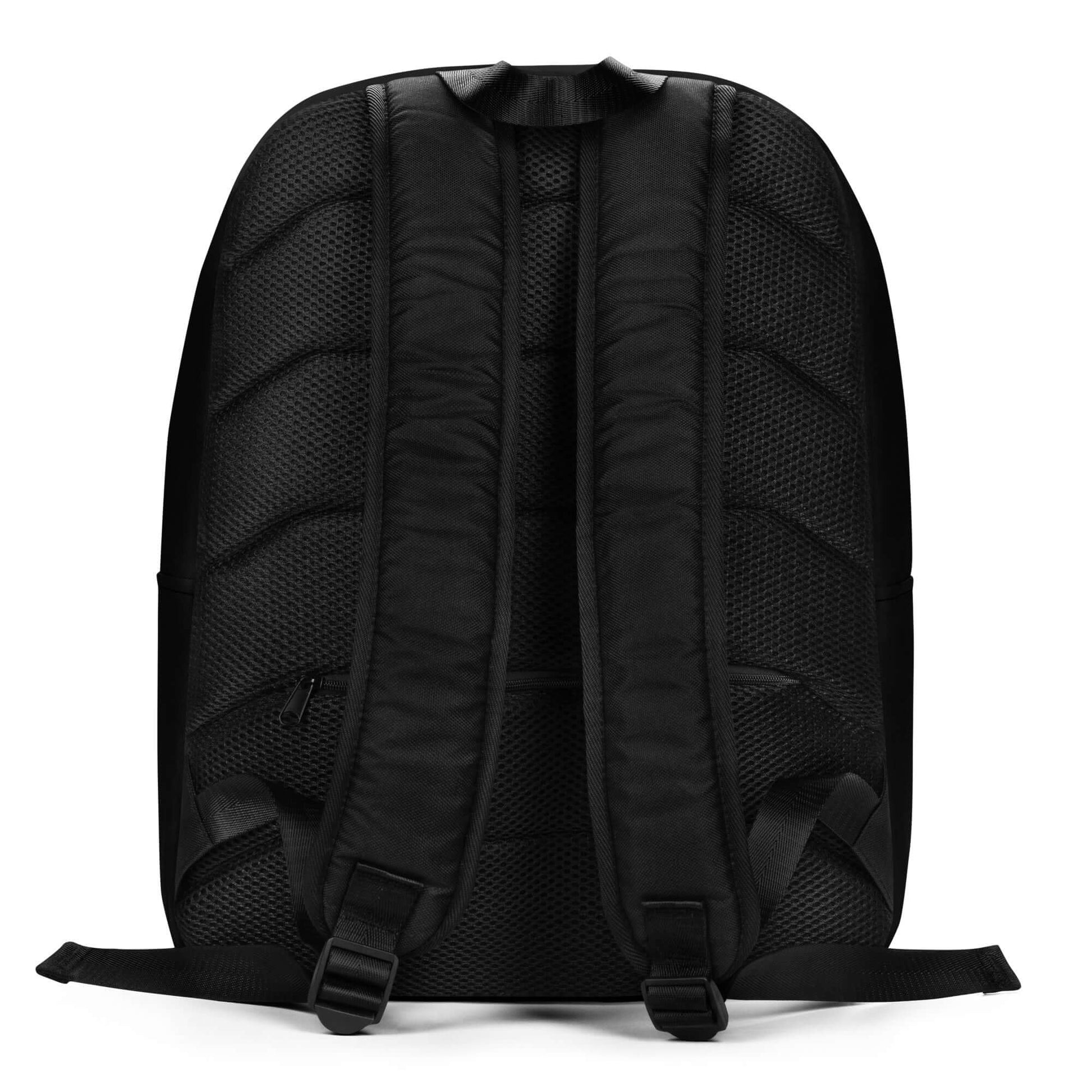 Minimalistischer Rucksack N°5 Rückseite mit gepolsterten Trägern und verstecktem Fach aus 100 % Polyester, ideal für den täglichen Gebrauch.