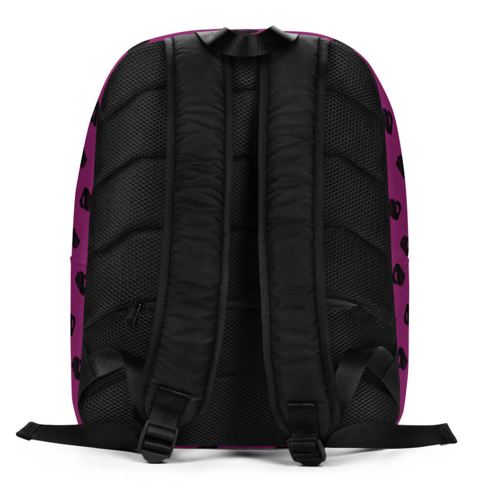 Rückansicht des Minimalistischer Rucksack N°11 in Lila mit gepolsterten Trägern und rückseitigem Fach für Wertsachen.