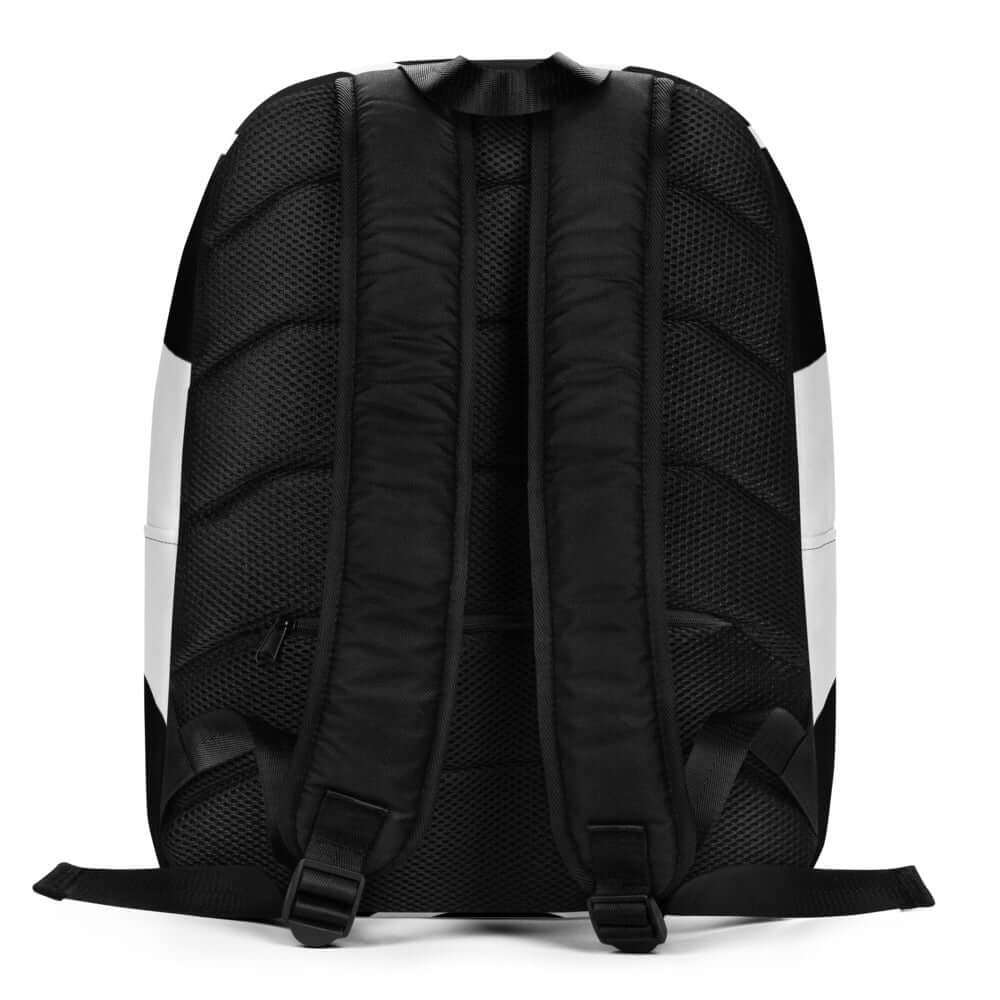 Rückansicht des Minimalistischer Rucksack N°12 mit gepolsterten Trägern und verdecktem Fach.