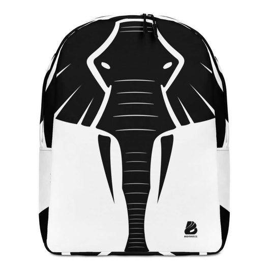 Minimalistischer Rucksack N°12 with elephant face design, featuring spacious interior, laptop pocket, and hidden back compartment.