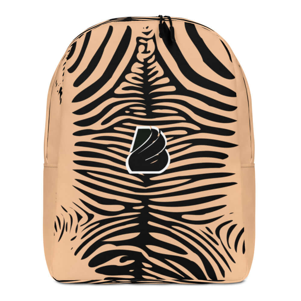 Minimalistischer Rucksack N°14 with unique black and beige abstract design, featuring hidden back pocket and laptop compartment.