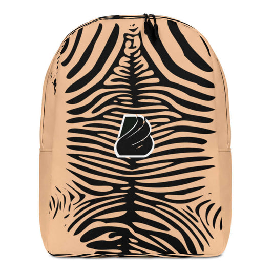 Minimalistischer Rucksack N°14 with unique black and beige abstract design, featuring hidden back pocket and laptop compartment.