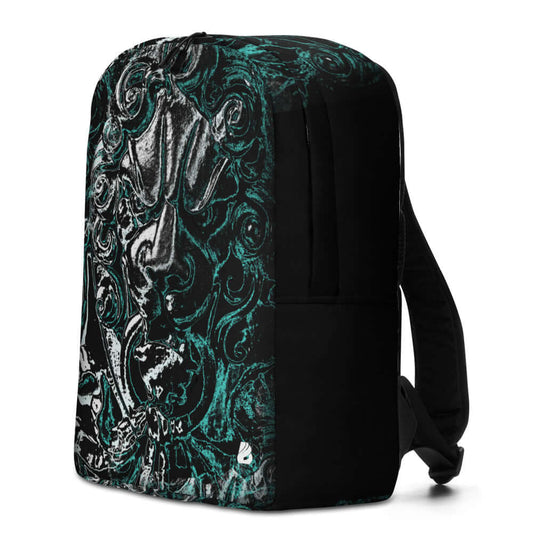 Minimalistischer Rucksack N°9 with intricate design, spacious interior, hidden back pocket, and laptop compartment, ideal for daily use.