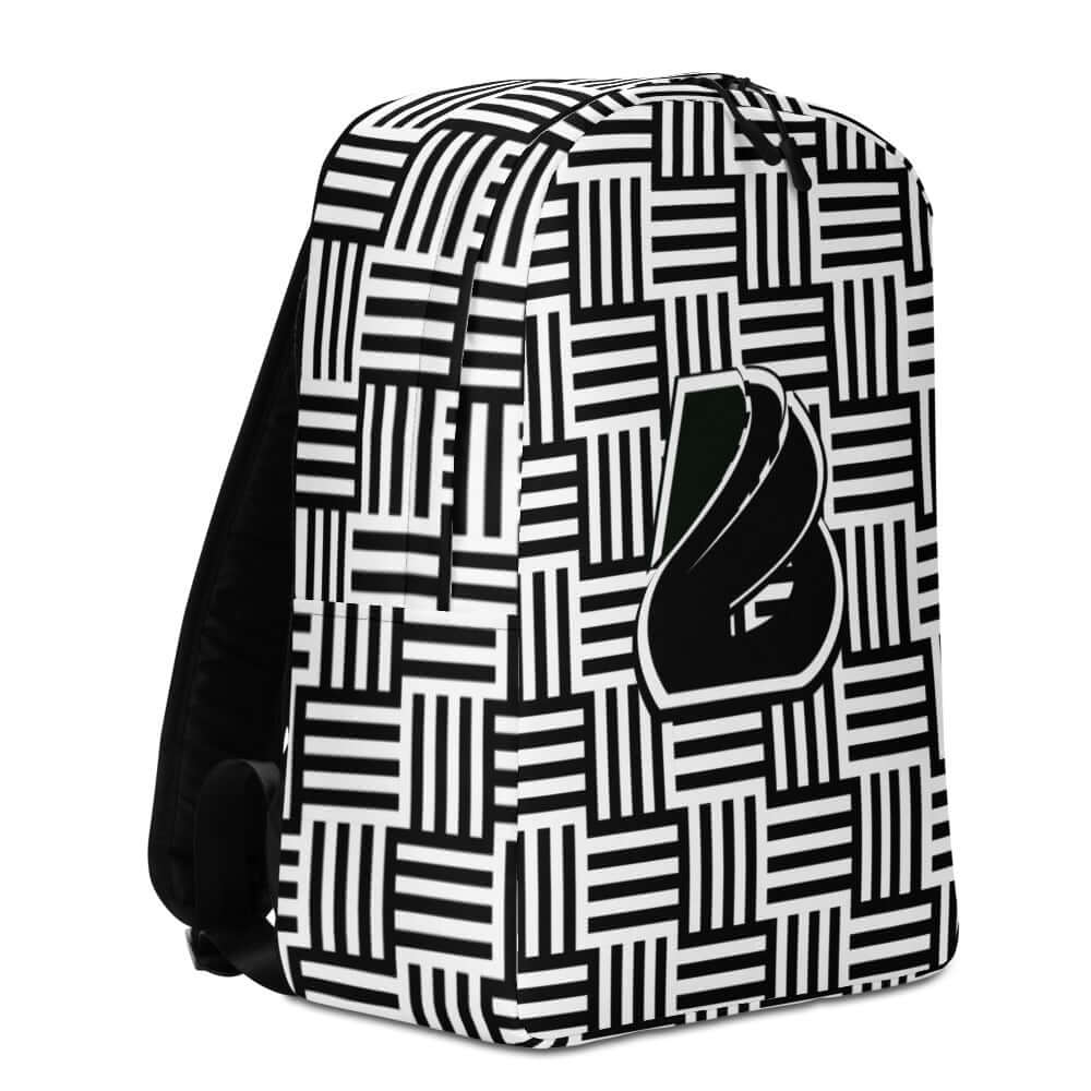 Minimalistischer Rucksack N°4 with geometric pattern, ample storage, laptop compartment, and hidden pocket for valuables.