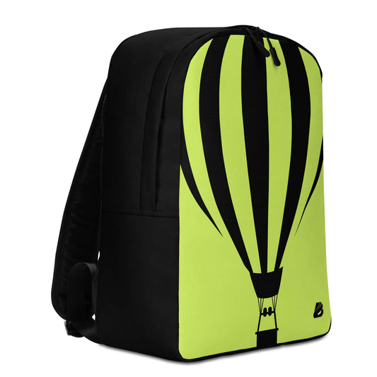 Minimalistischer Rucksack N°5 mit heißluftballon Design, viel Platz und separatem Laptoptasche, schwarz-grün, 100% Polyester