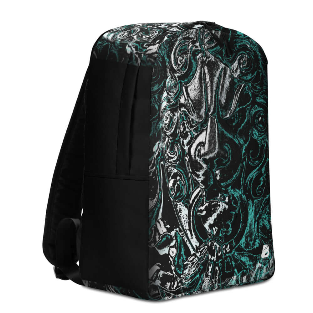 Minimalistischer Rucksack N°9, stylischer schwarzer und grüner Rucksack mit Laptopfach und verborgenem Sicherheitsfach, 100 % Polyester