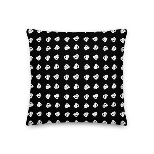 Premium-Kissen N°1 with black and white pattern, plush polyester cover, and linen feel, hidden zipper, stylish home decor accessory.