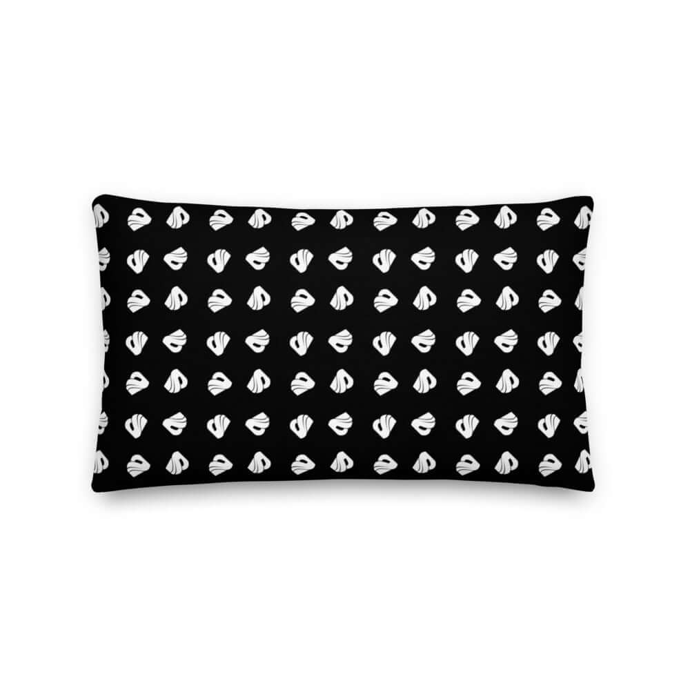 Premium-Kissen N°1 with a stylish black and white pattern, luxurious feel, and stable insert for enhanced home decor.