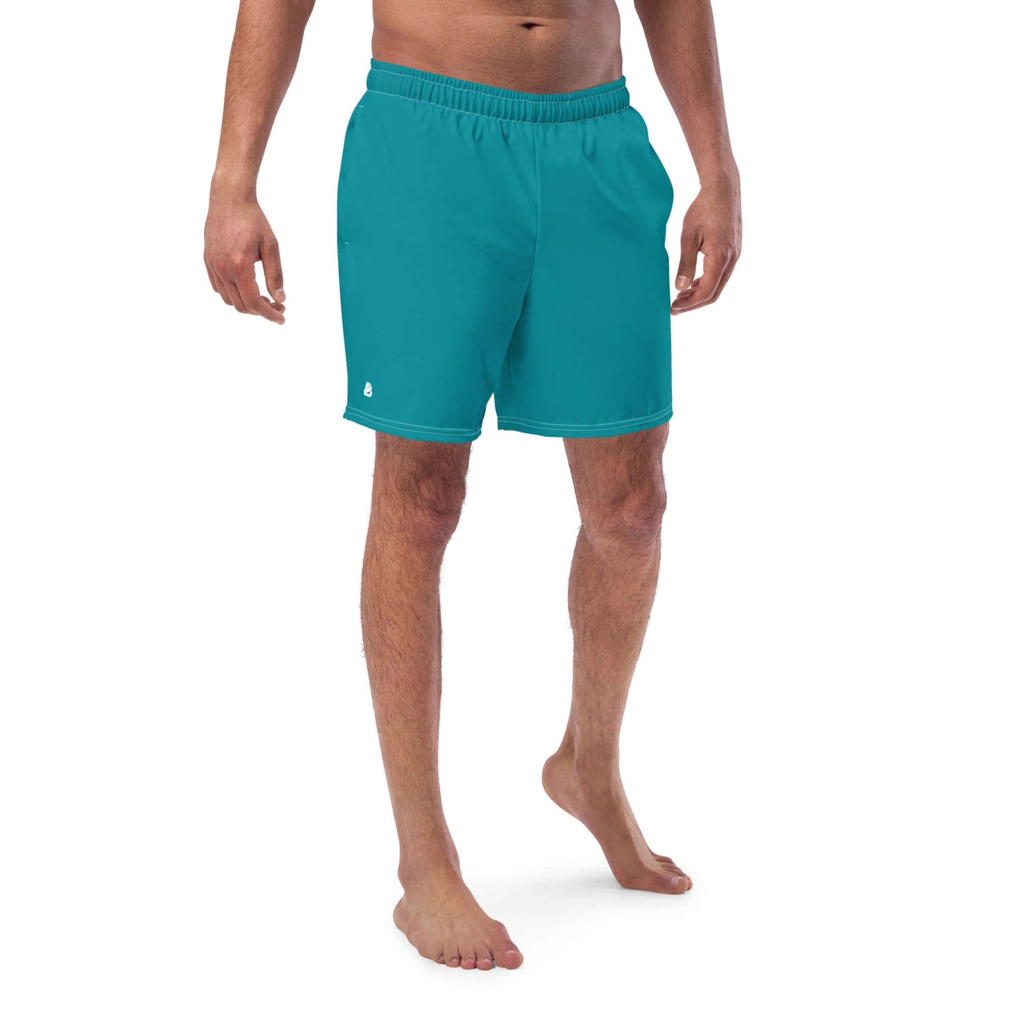 Herren-Badehosen N°10 in Türkis, schnell trocknend und atmungsaktiv, mit mehreren Taschen, ideal für den Sommer am Strand.