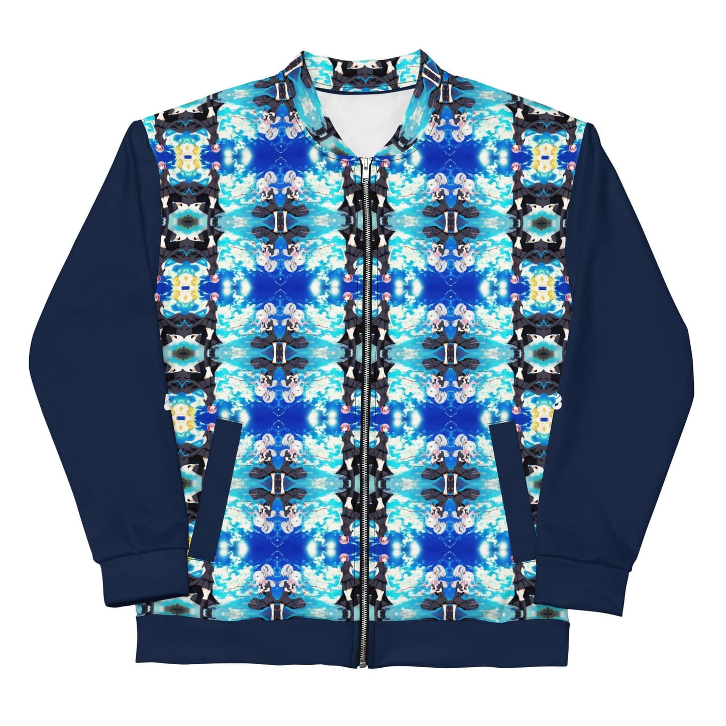 Colorful patterned Unisex Bomberjacke N°40 with fleece lining and relaxed fit, perfect for enhancing any outfit.