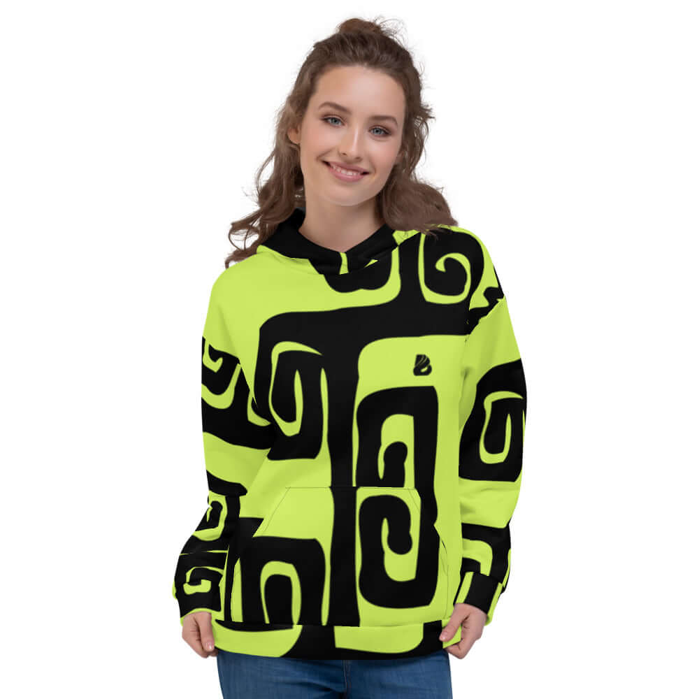 Unisex-Kapuzenpullover N°37 in vibrant print, features soft fleece lining for ultimate comfort, perfect for cool evenings.