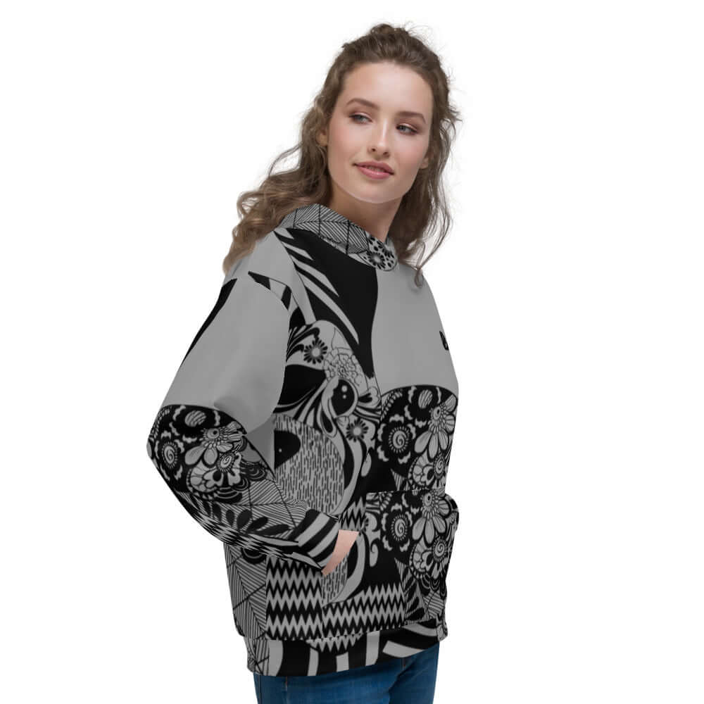 Unisex-Kapuzenpullover N°21 in Black and White Pattern