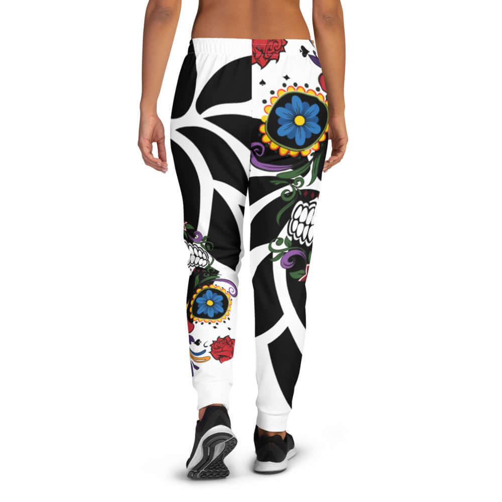 Damen-Jogginghose N°2 mit buntem Druck, weiche Baumwollmischung, eng anliegend, gebürsteter Fleece-Innenseite, Bündchen am Bein.