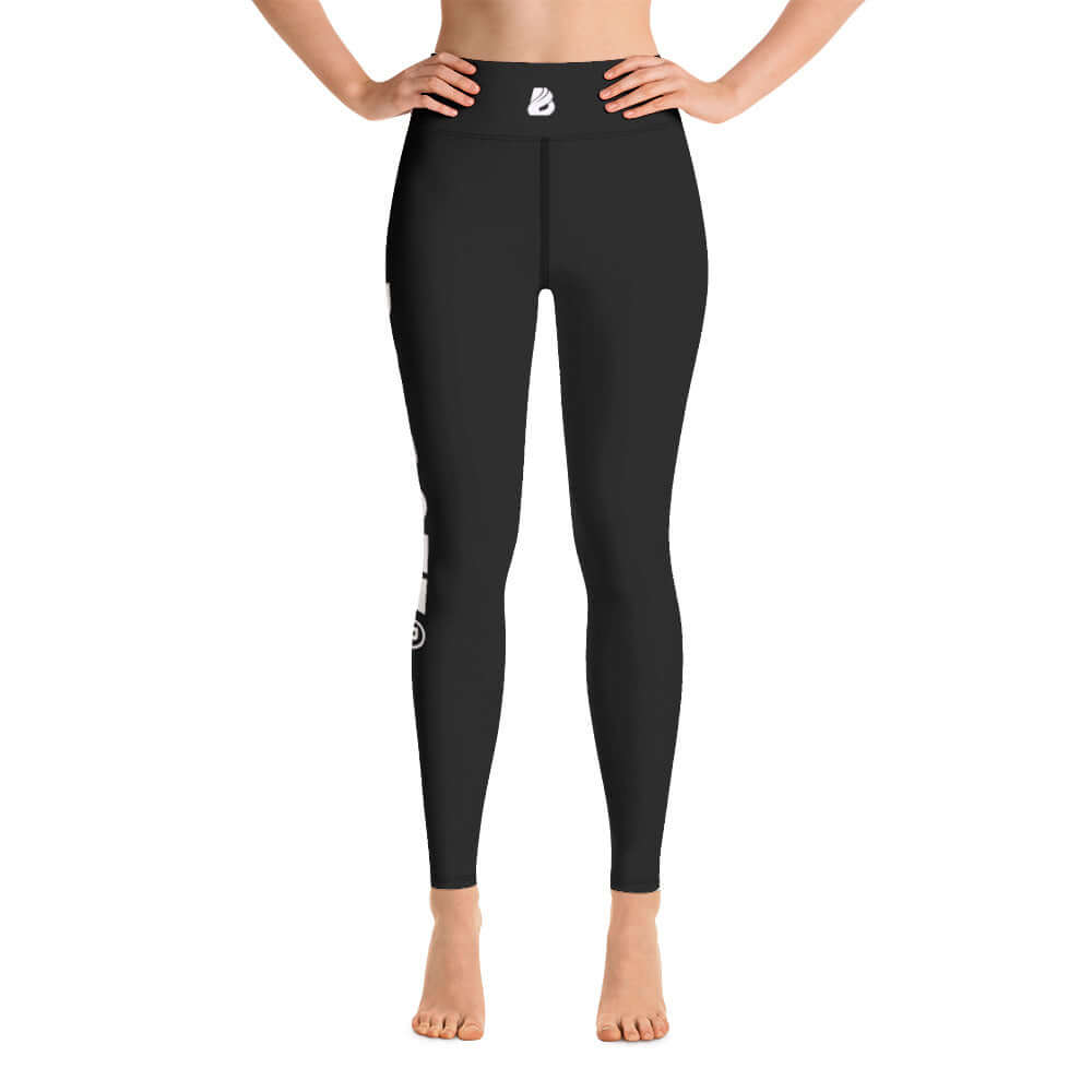 Yoga-Leggings N°13 in black with high waistband and four-way stretch for comfort and flexibility, made of soft microfiber fabric.