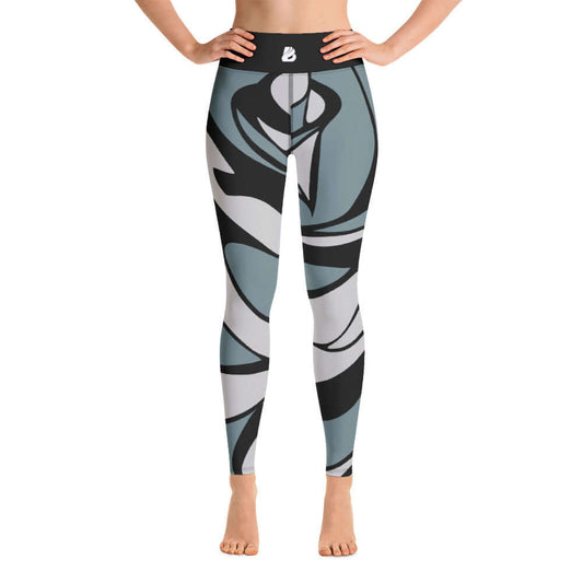Yoga-Leggings N°36 in multicolor abstract design with high-waist, four-way stretch fabric for comfort and flexibility.