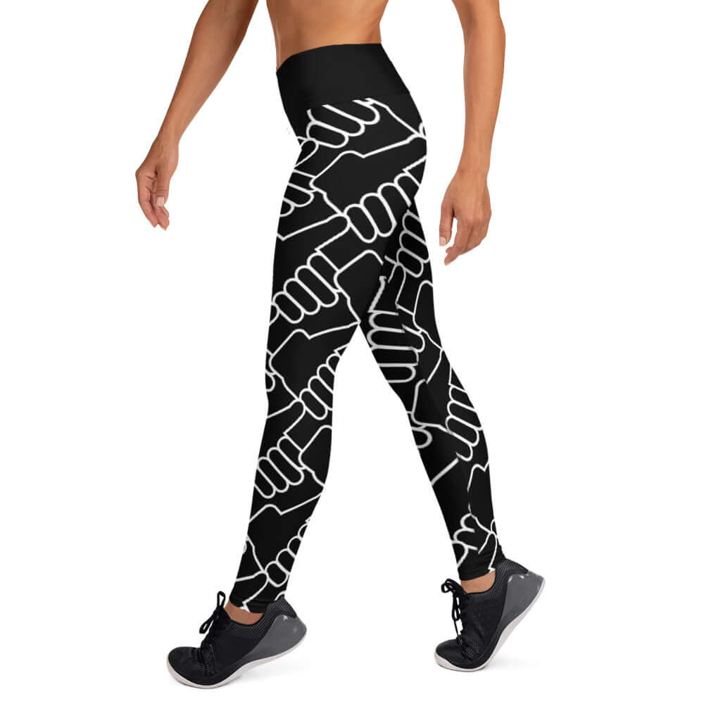 Yoga-Leggings N°7 super weiche dehnbare Leggings mit erhöhtem Bund und Vier-Wege-Stretch, schwarz-weißes Muster