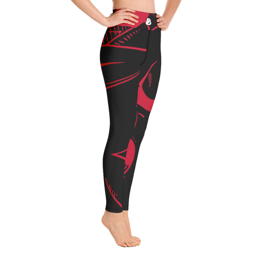 Yoga-Leggings N°6 in black and red, super soft stretchy yoga wear with high-waisted design. Made from 82% polyester, 18% elastane.