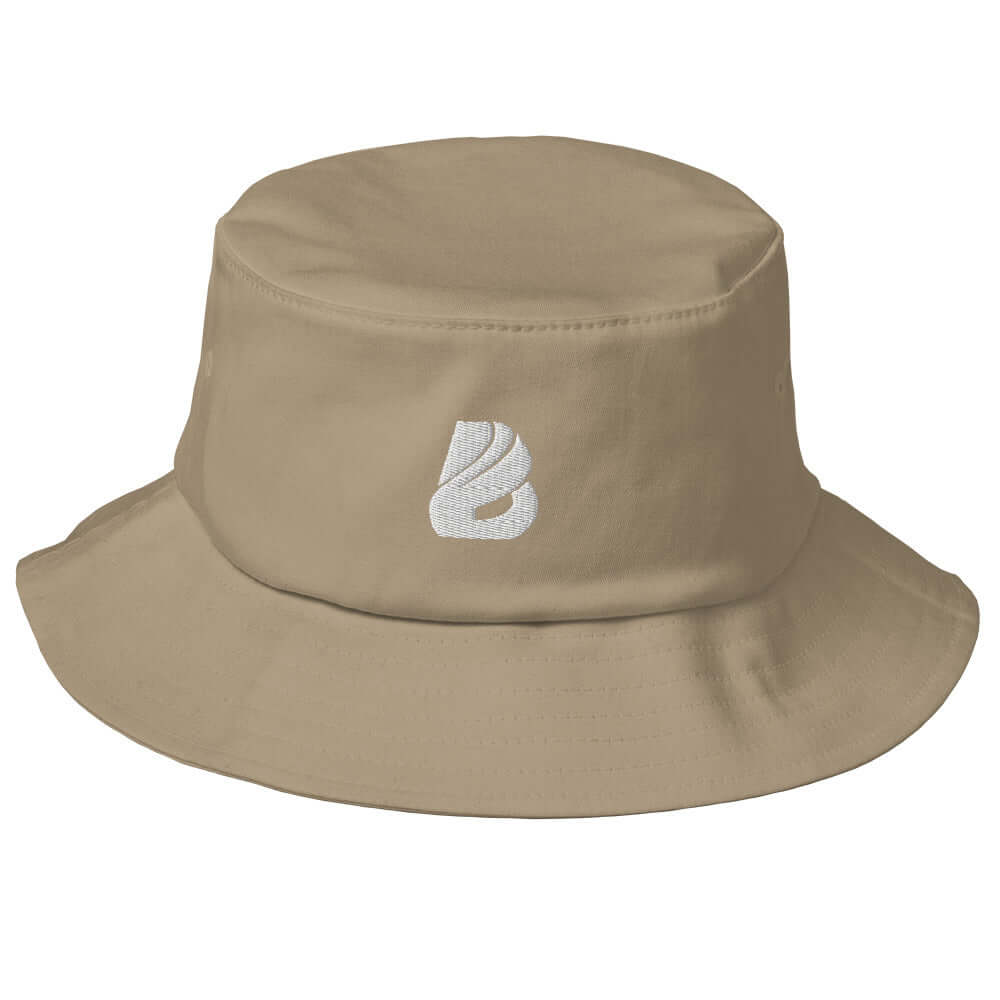 Old School-Fischerhut N°0 in beige with vintage style, perfect for fishing and hiking, features a logo. One size fits 55-59 cm.