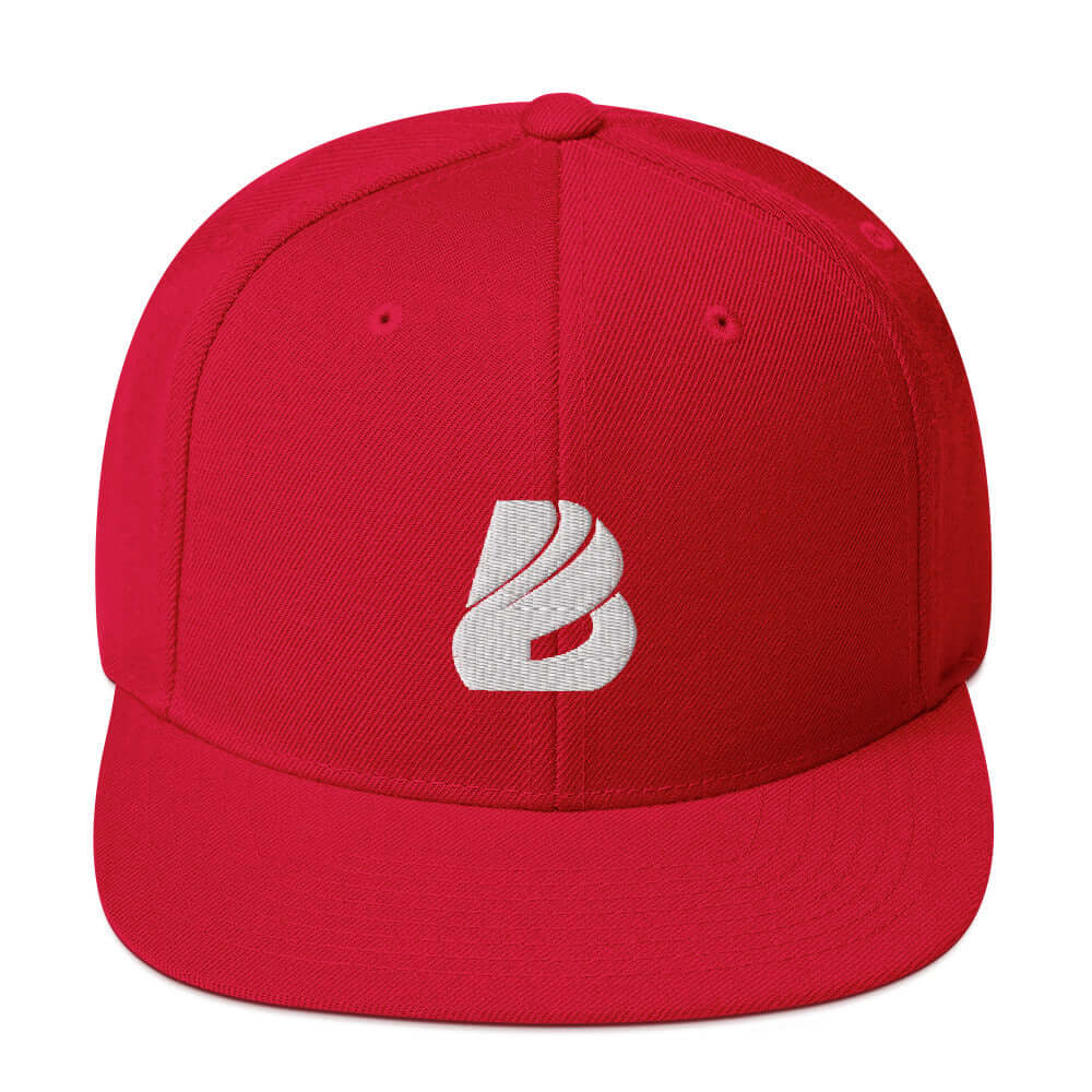 Snapback-Cap N°0, rote Kappe mit klassischer Passform und flachem Schirm, verstellbarer Druckknopfverschluss, 6-Panel Design