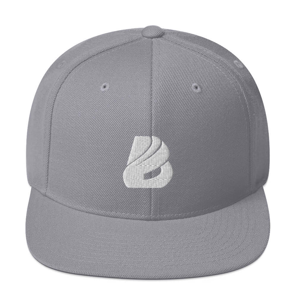 Snapback-Cap N°0 in gray with classic fit, flat visor, and adjustable snap closure, featuring embroidered vents and full buckram.