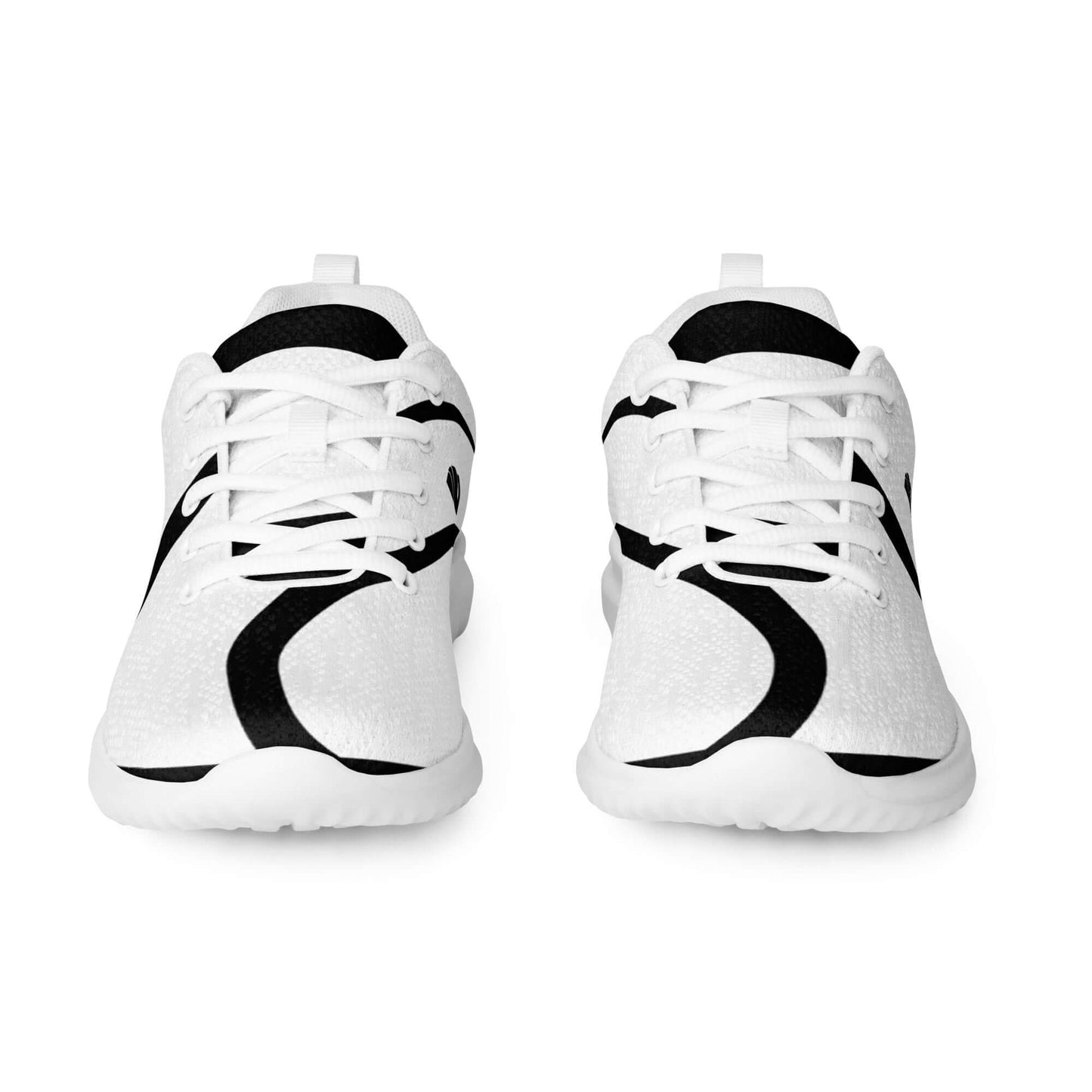 Herren-Turnschuhe N°0 in Weiß und Schwarz, atmungsaktiv mit Flyknit-Material für Komfort und Stabilität, Vorderansicht.