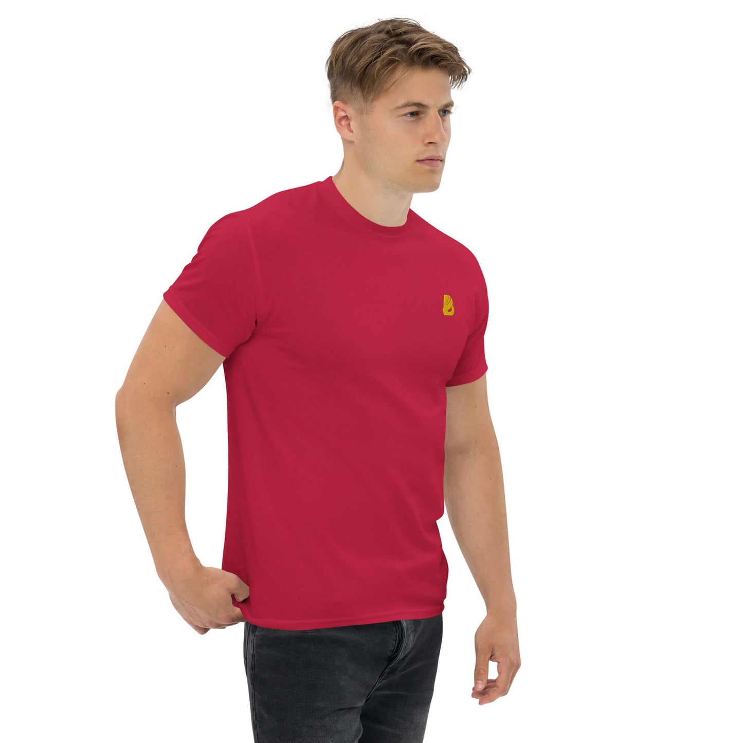Klassisches Herren-T-Shirt N°0 in leuchtendem Rot, aus 100 % Baumwolle, ideal für strukturierten Look und Lagenlooks.