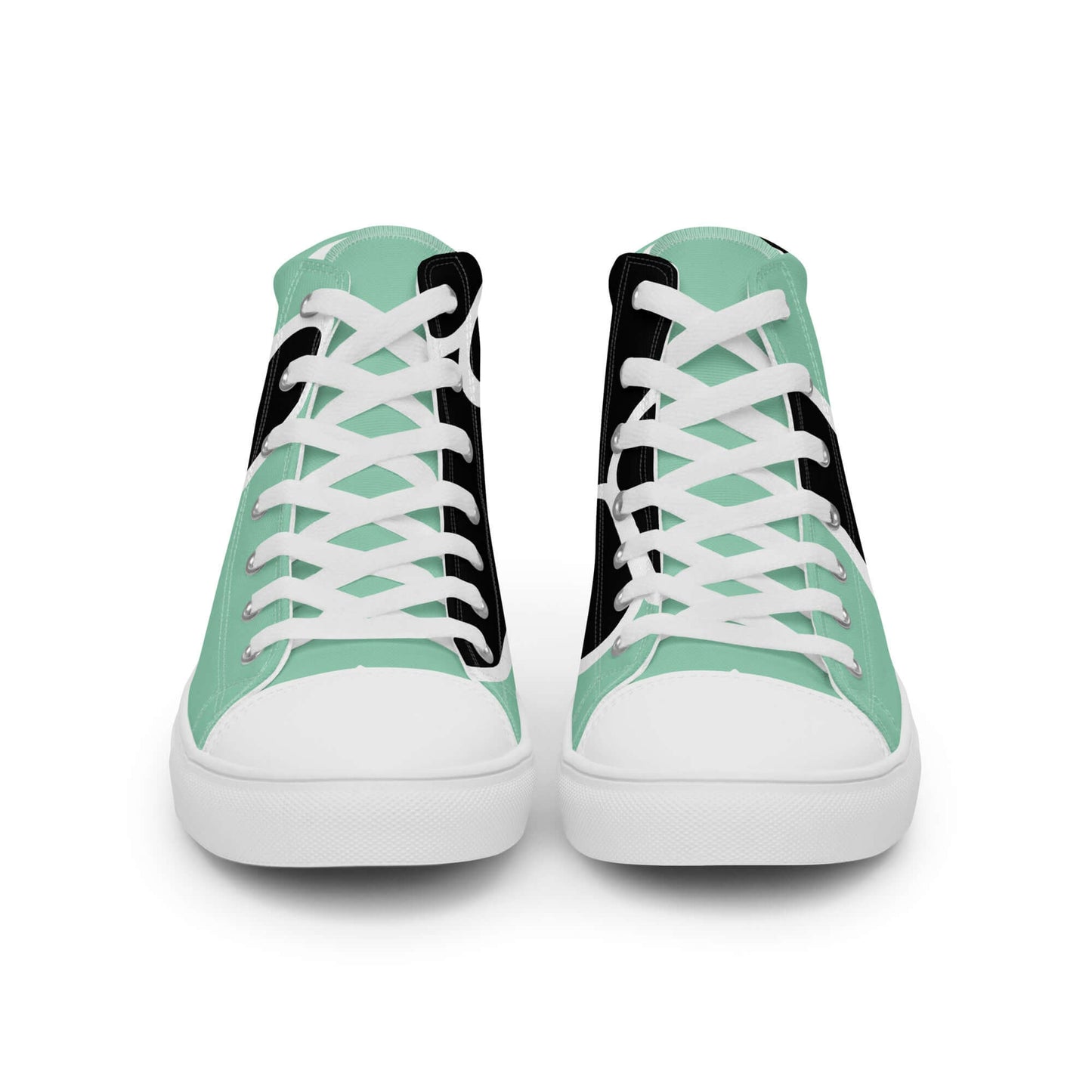 High-Top Leinenschuhe für Herren N°1 in Mintgrün mit weißer Zehenkappe und Gummisohle, stilvolle handgefertigte Sneakers für Herren