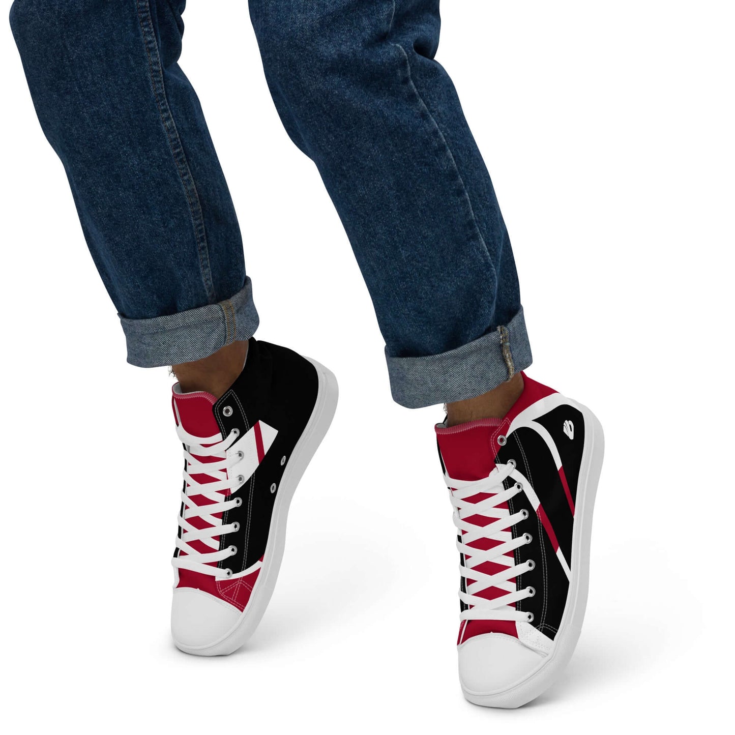 High-Top Leinenschuhe für Herren N°4 in Rot und Schwarz, handgefertigt mit Leinenoberfläche und EVA-Sohle, ideales Mode-Upgrade