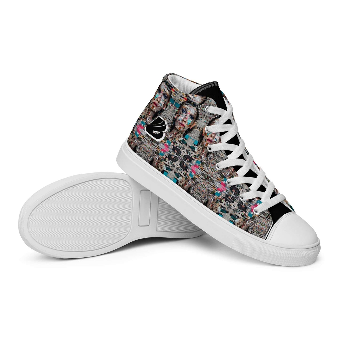 Colorful High-Top Leinenschuhe für Herren N°0 with white laces and EVA sole, featuring breathable lining and faux leather toe.