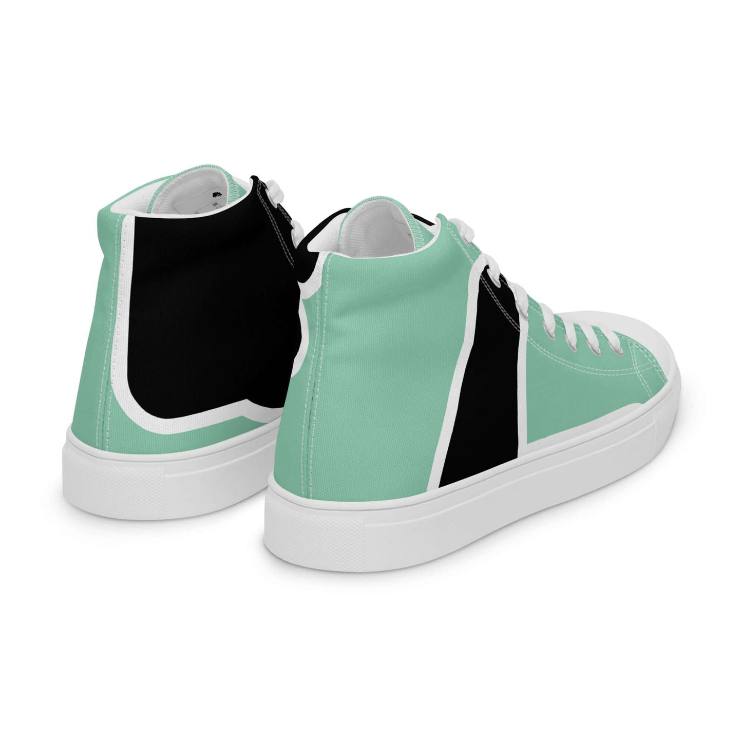 High-Top Leinenschuhe für Herren N°1 in mint and black with white sole and laces, featuring breathable lining and padded collar.