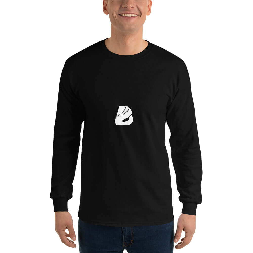Herren-Langarmshirt N°1 in schwarz mit gerippten Bündchen, klassischer Passform und Logo. Perfekt für kühlere Tage und aus 100% Baumwolle.