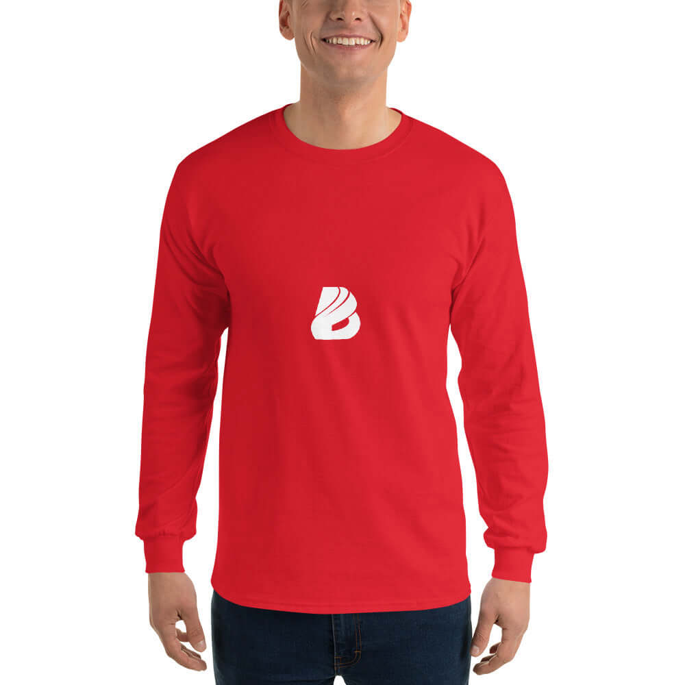 Herren-Langarmshirt N°1 in Rot mit gerippten Bündchen, klassische Passform, ideal für kühlere Tage, aus 100% Jersey-Baumwolle.