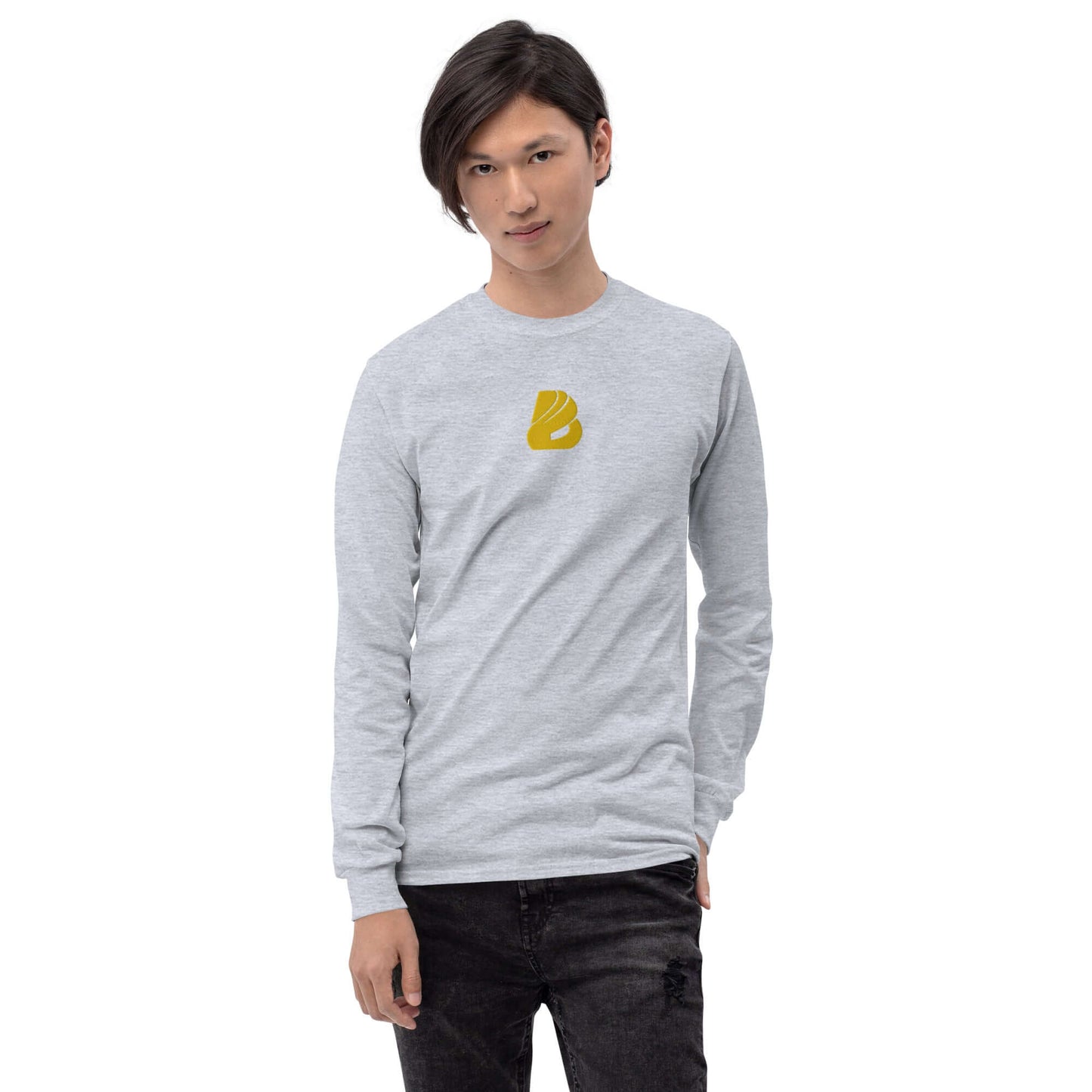 Herren-Langarmshirt N°2 in Grau mit gerippten Bündchen, klassischer Passform, perfekt für kühlere Tage, aus Jersey-Baumwolle.