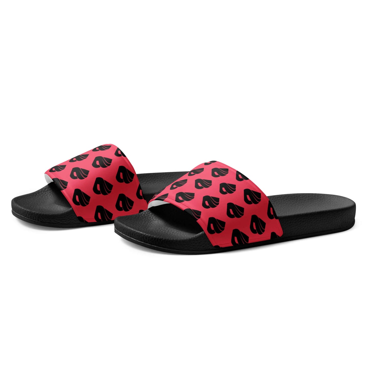 Herren-Schlappen N°2 with red and black pattern, featuring cushioned strap and contoured footbed. Perfect summer sandals for men.