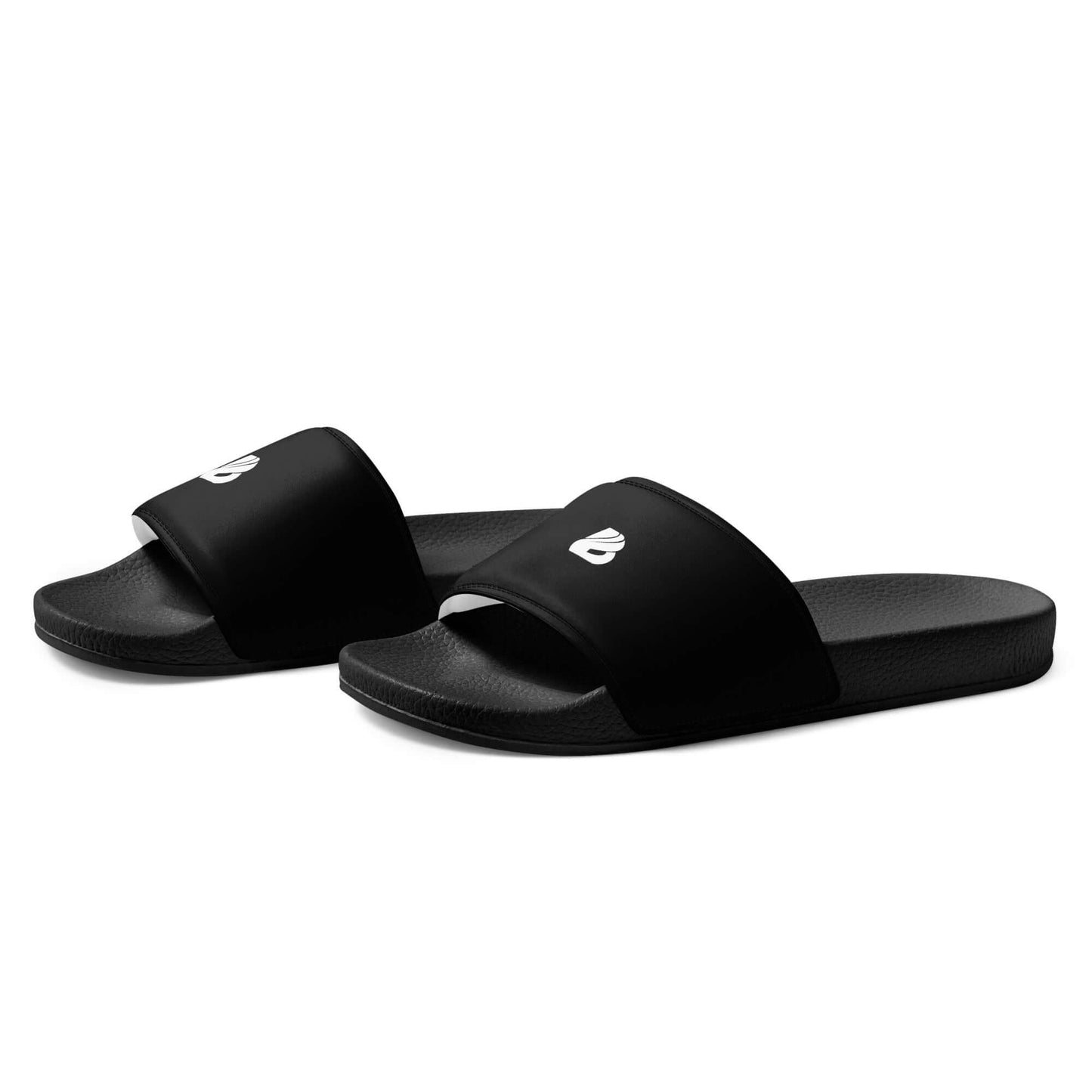 Herren-Schlappen N°1 black sandals with cushioned strap and contoured footbed, ideal for summer outfits and activities.