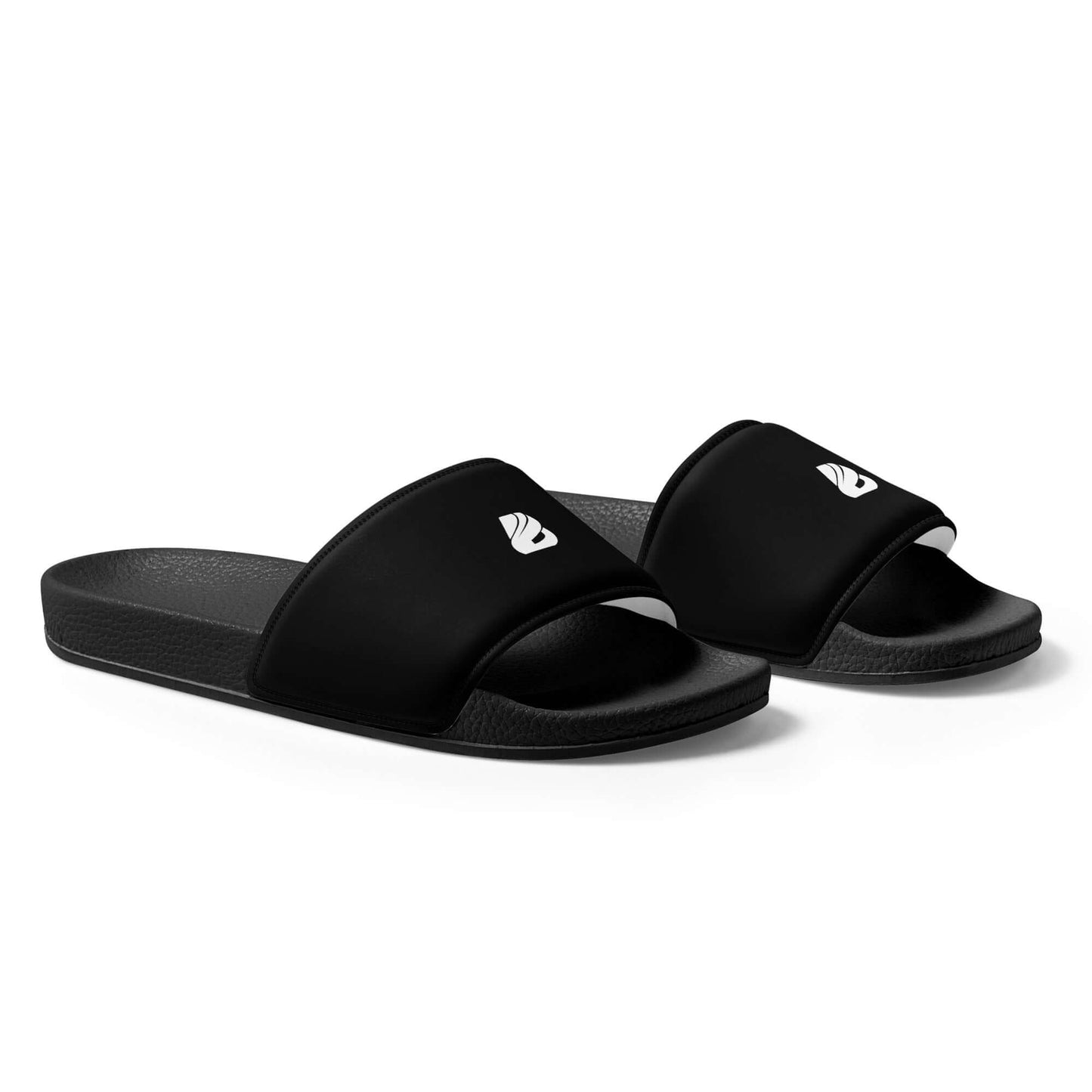 Herren-Schlappen N°1 black sandals with padded strap and textured footbed, ideal for summer activities.