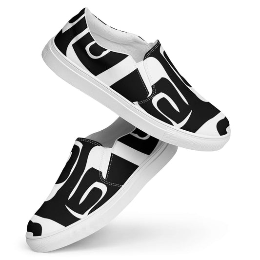 Herren-Canvas-Slipper N°0, stylish black and white design, lightweight, with removable soft insoles and EVA rubber sole.