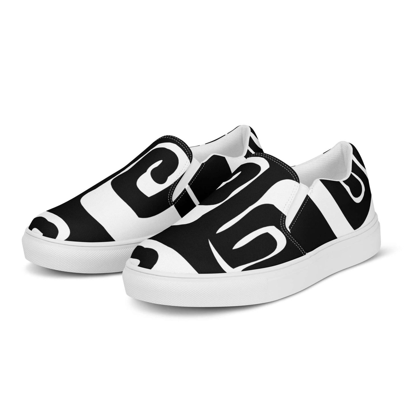 Black and white Herren-Canvas-Slipper N°0 with EVA rubber sole and removable insoles, designed for comfort and style.