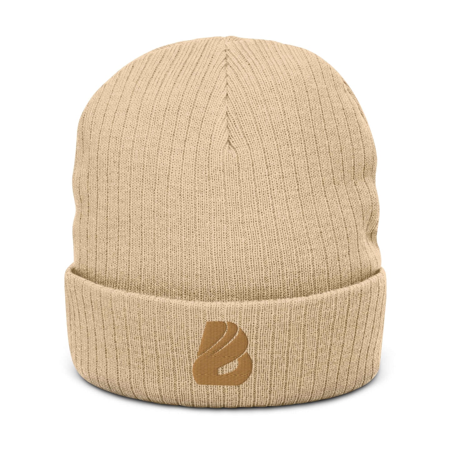 Gerippte Strickmütze N°0 in Beige, warm, stylisch, zweilagig gestrickt, passend zu allen Kleidungsstilen und Kopfgrößen.