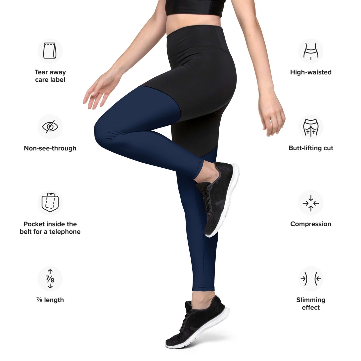 Sport-Leggings N°1 with compression and slimming features, high-waisted design, tear away care label, and butt-lifting cut.